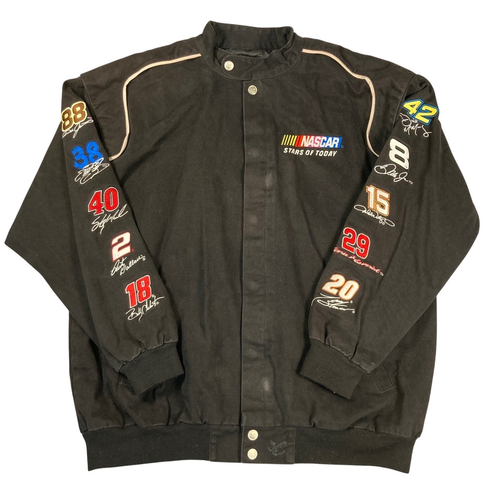 Chase Authentics NASCAR Stars of Today Racing Jacket XL Black Cotton‎ Twill Snap